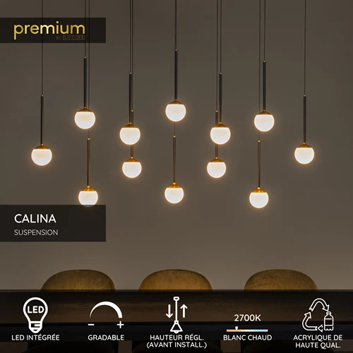 Lucide CALINA - Suspension - LED Dim. - 12x7,7W 2700K - Noir | Premium - USP